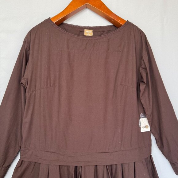 free-est La Bamba Cotton Double Espresso Drop Waist Ruffle Lace Hem Mini Dress - Picture 4 of 16